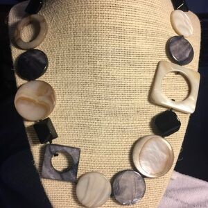 Sophisticated Black and Cream Geometric Necklace